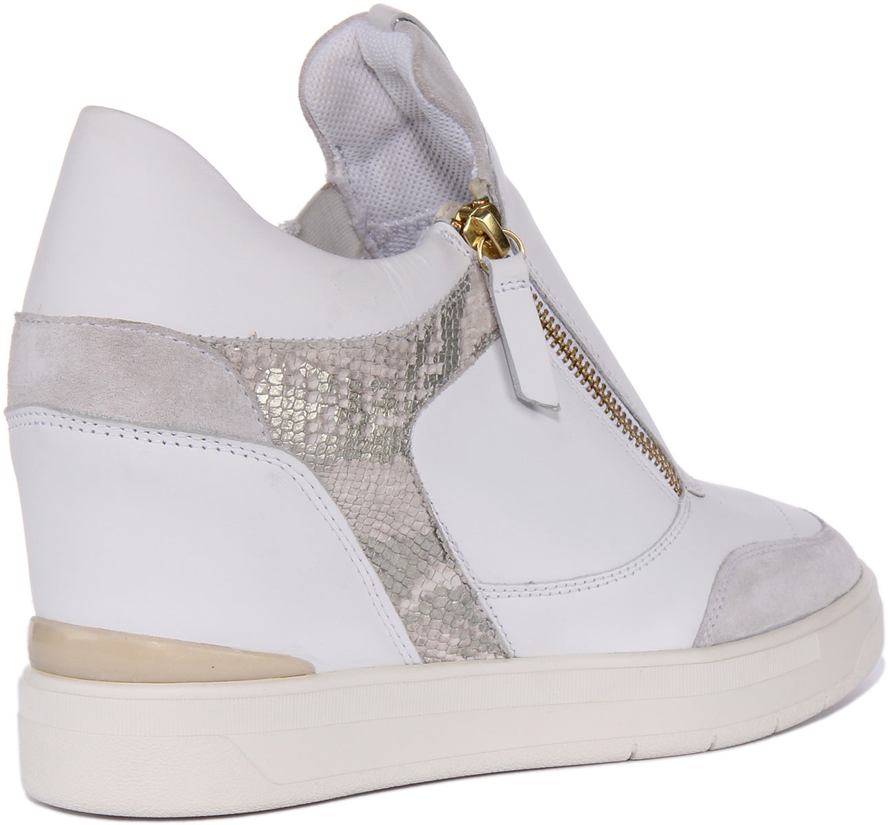 Sudán Primero ataque Geox Maurica White For Women | Side Zip Wedge Sneaker Leather Shoe –  4feetshoes