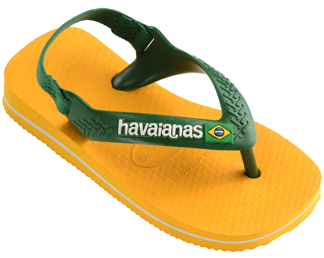 Havaianas Brasil Logo flip flops in navy and yellow