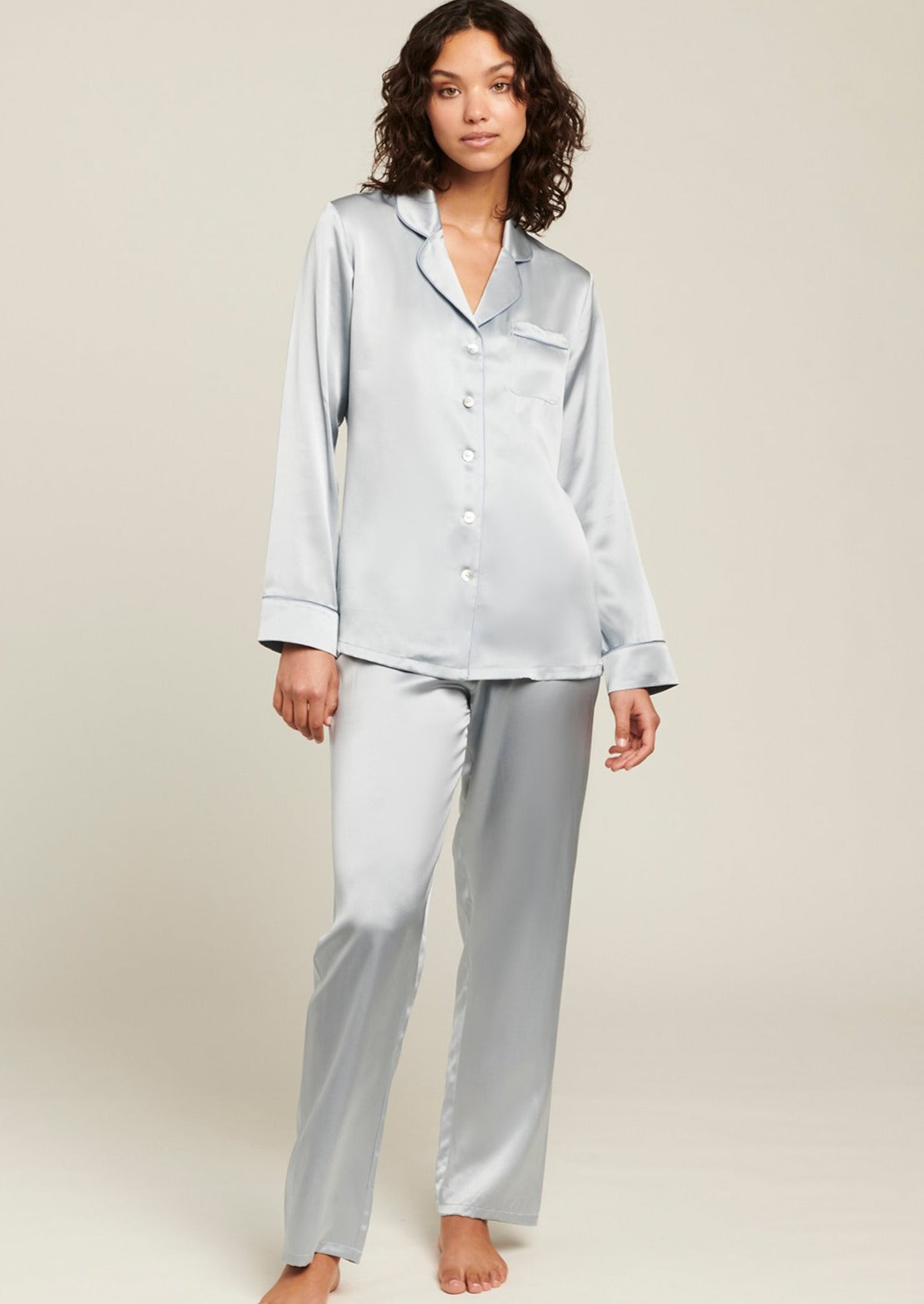 Fine Finishes Silk Pajama Set - Pearl Blue – Flirt Boutique