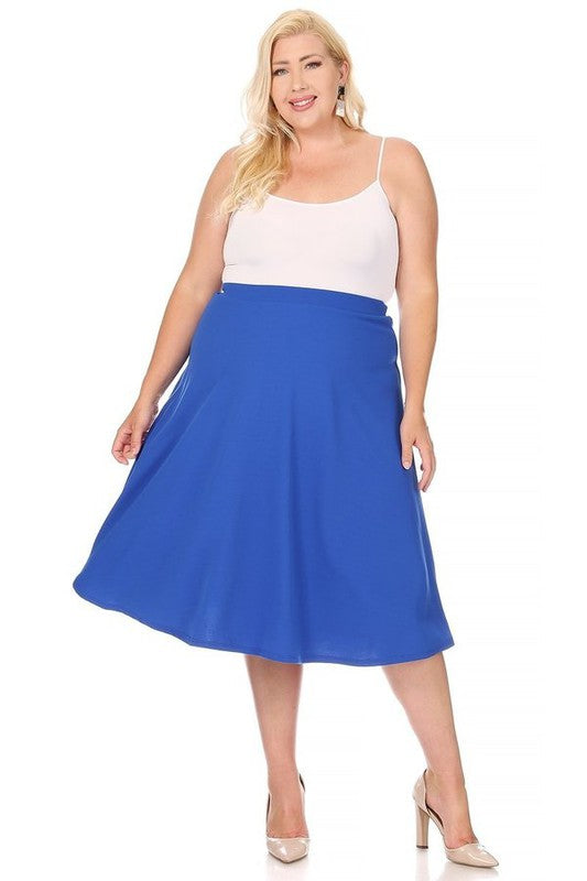 Solid Stretch Satin Midi Skirt - East Hills Casuals