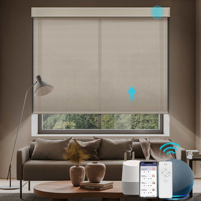 SOL1 Motorized Solar Roller Shades 1% Opening UV Protection Reduce Heat, 5 Colors