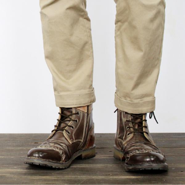 Men's vintage lace-up leather boots 