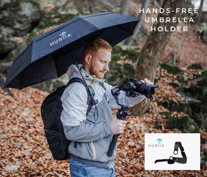 Hiking Backpack Umbrella Provides Handsfree Protection from Sun