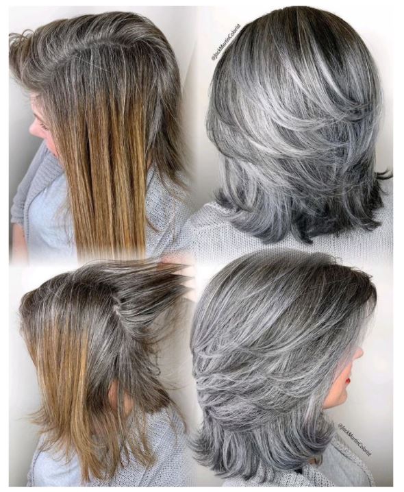 transition cheveux vers le gris