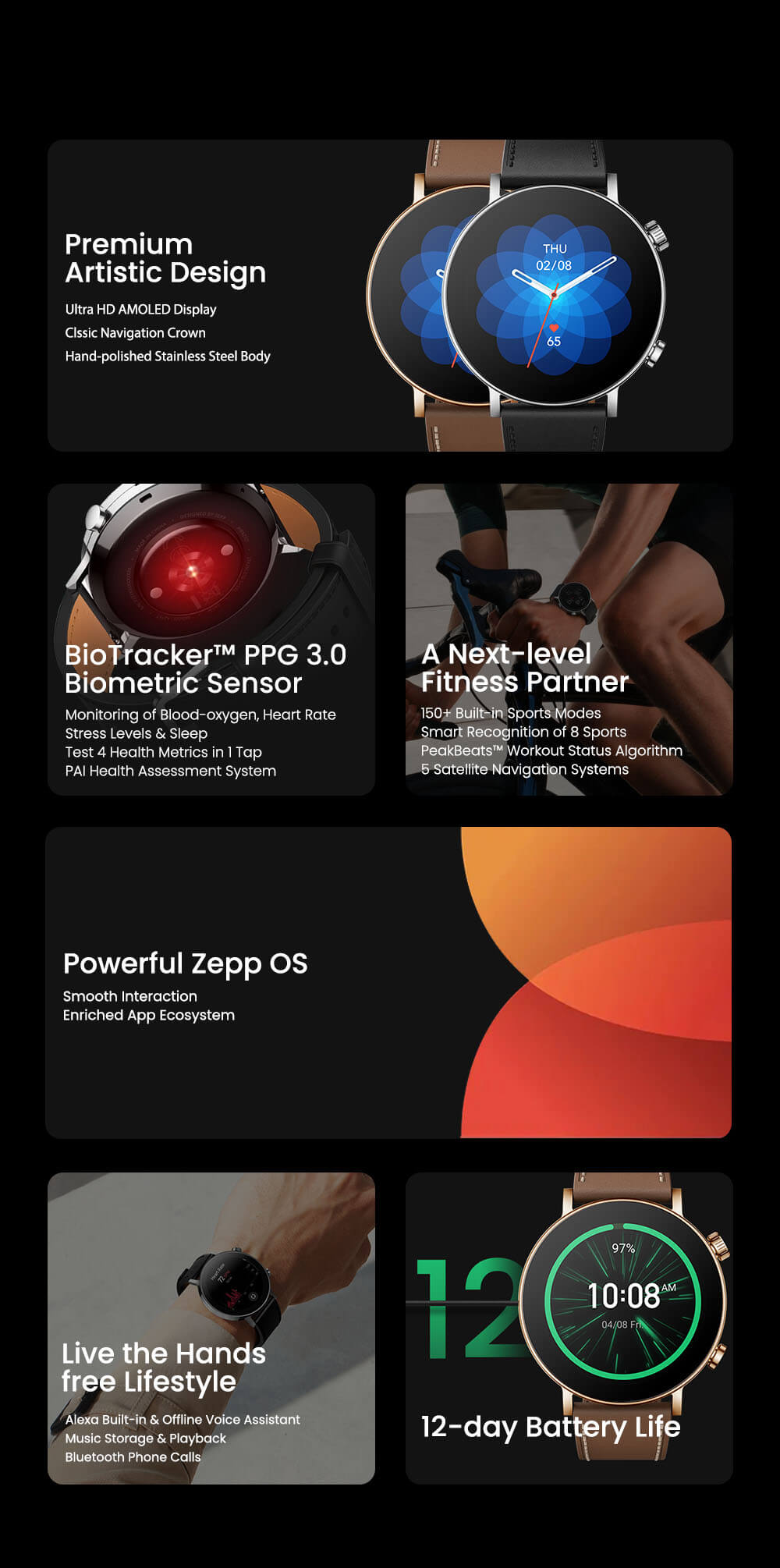 Amazfit GTR 3 Pro Smartwatch: Ultra HD AMOLED Display - 150+ Sport Modes