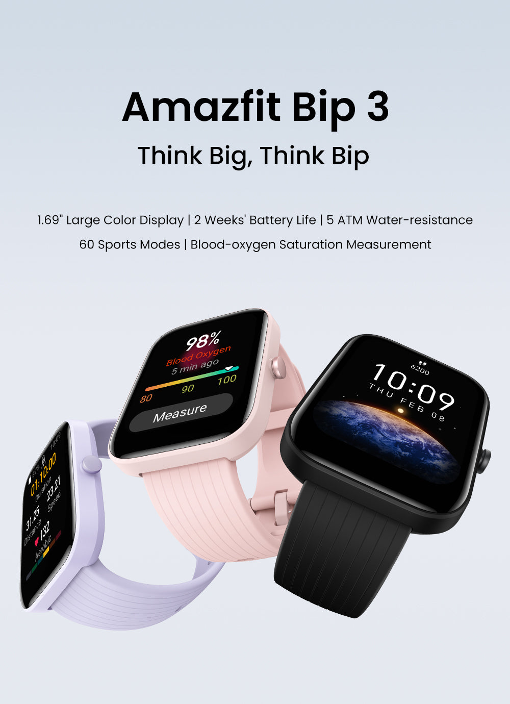 Amazfit Bip 3 Pro Smartwatch Sports Modes 5 ATM Water-resistance GPS Smart  Watch