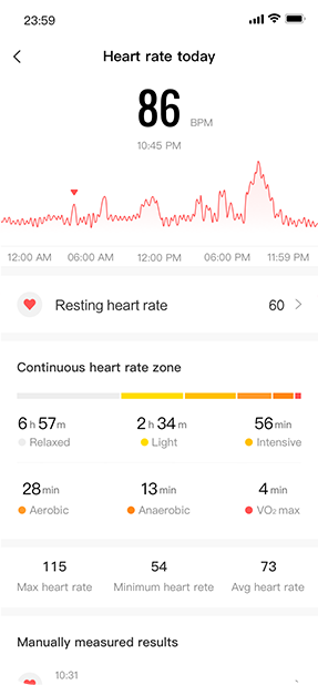 Zepp App - Heat Rate Monitoring