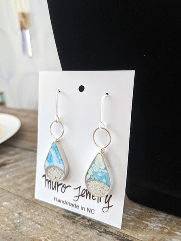 Sterling Silver Beach Half Circle Dangle Earrings