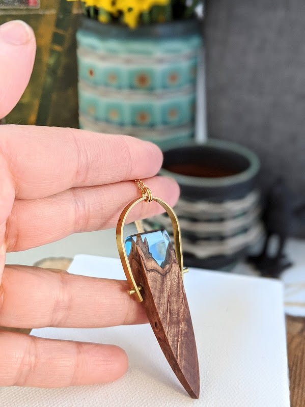 "Compass" Wood and Resin Necklace