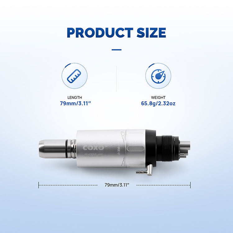 COXO Dental 1:1 Low Speed Handpiece Contra Angle Straight Handpiece Air Motor 4 Holes External - azdentall.com