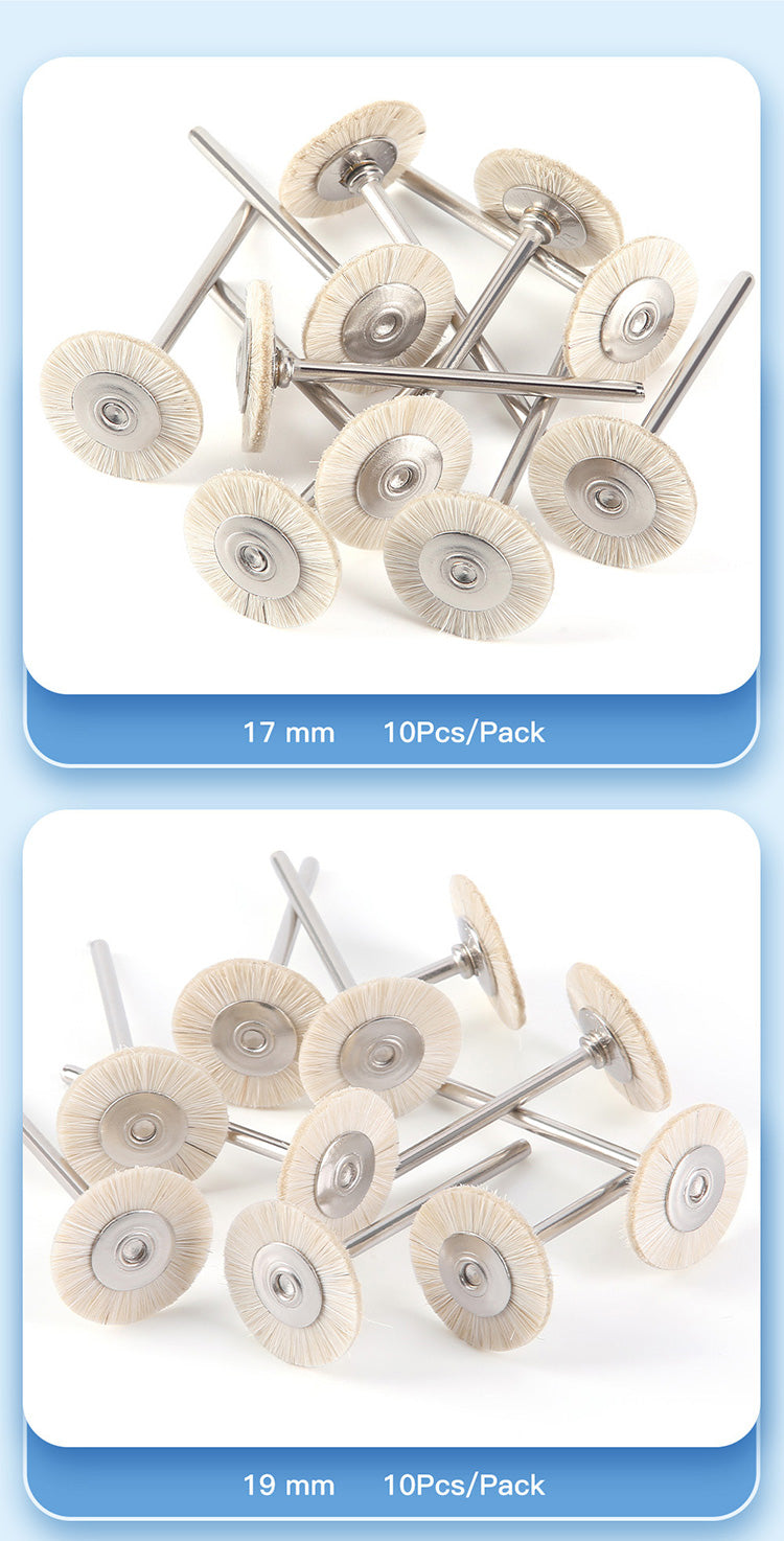 Dental Polishing Brush Wheel White Goat Hair 17mm/ 19mm/ 22mm/ 25mm 10pcs/Pack - azdentall.com