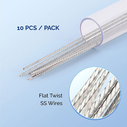 AZDENT Dental Orthodontic Stainless Steel Lingual Retainer Wire Flat Straight Twist Wires 10pcs/Pack - azdentall.com