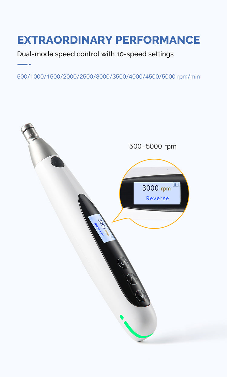 Dental Cordless Brushless Hygiene Prophy Handpiece 10 Speed Settings Prophy Angle 360° Rotating - azdentall.com