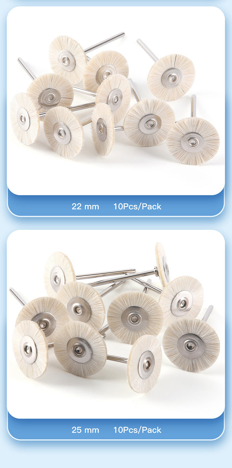 Dental Polishing Brush Wheel White Goat Hair 17mm/ 19mm/ 22mm/ 25mm 10pcs/Pack - azdentall.com