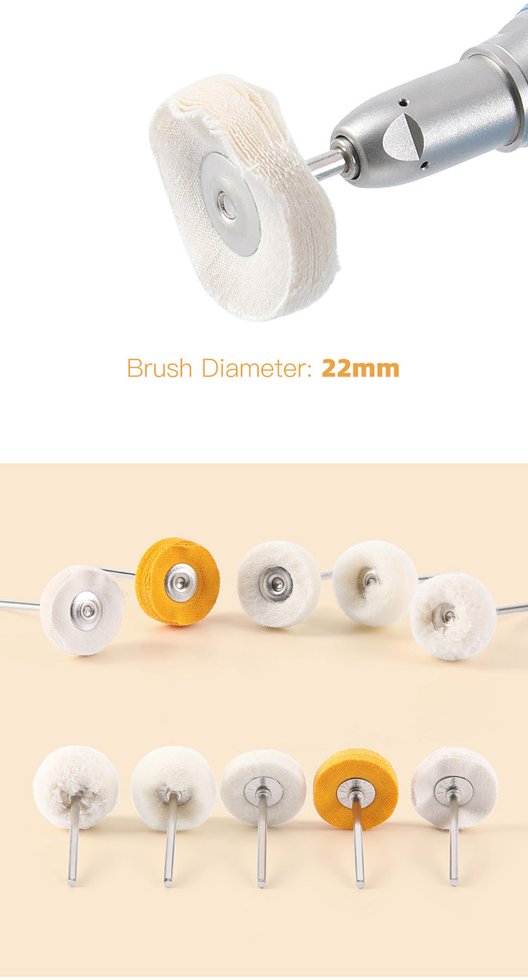 Dental Polishing Brush White Cloth/ Yellow Cloth/ Felt/ Cashmere/ Cotton 10pcs/Pack - azdentall.com