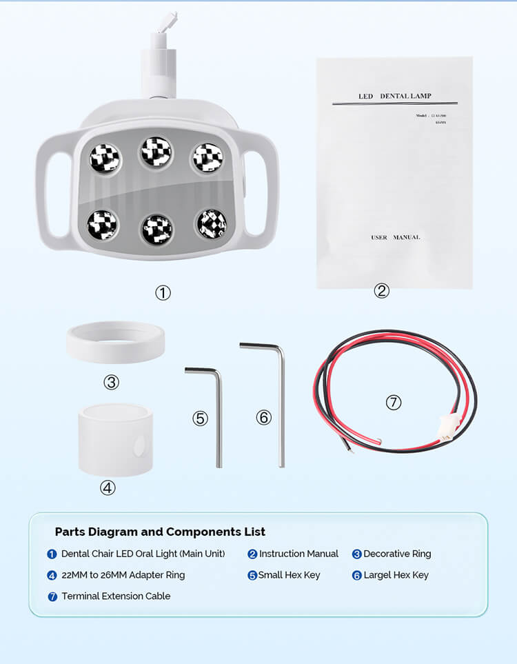 Dental Unit Chair LED Oral Light Lamp 6 Lights 9W Dual-Color Adjustable - azdentall.com