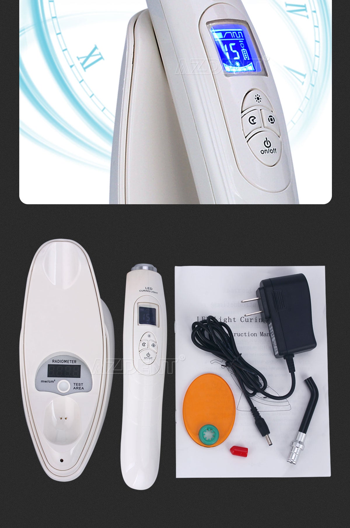 Dental LED Curing Light Built-in Light Meter Function 380-515nm 2000mW/cm² 5W Power - azdentall.com