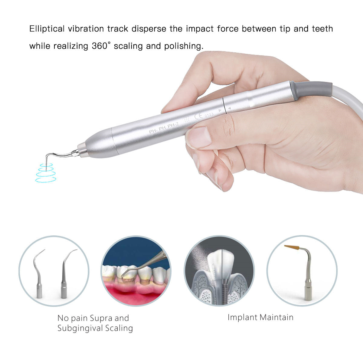 Dental Ultrasonic Scaler With Air Polisher LED Detachable handpiece