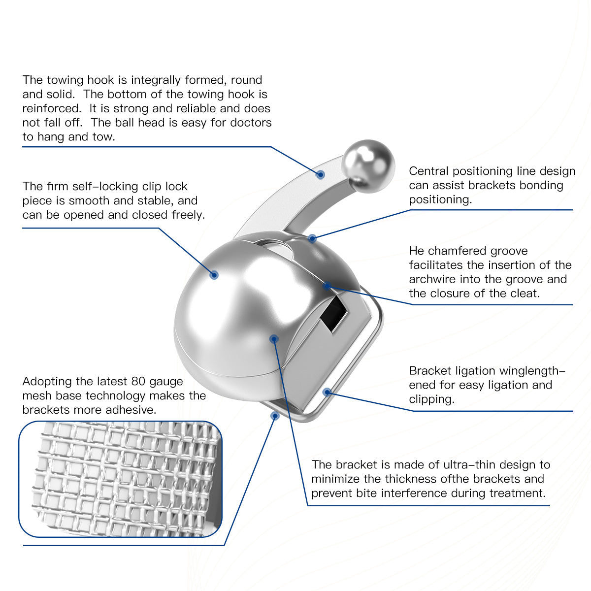 AZDENT Dental Q-type Self-Ligating Brackets Roth/MBT .022 Hooks On 345 With  Buccal Tubes 28pcs/Box