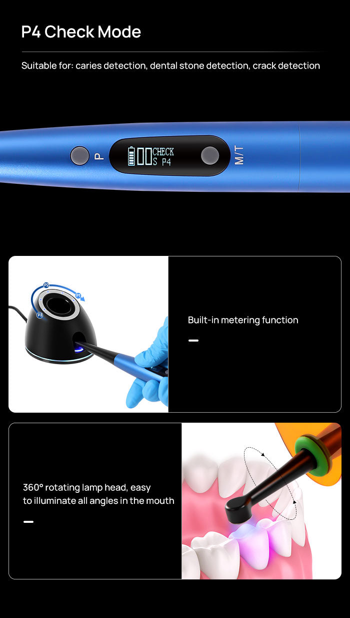 Dental Curing Light Lamp LED Wireless 1500mW/cm² Simple Mode Convenient  Operation