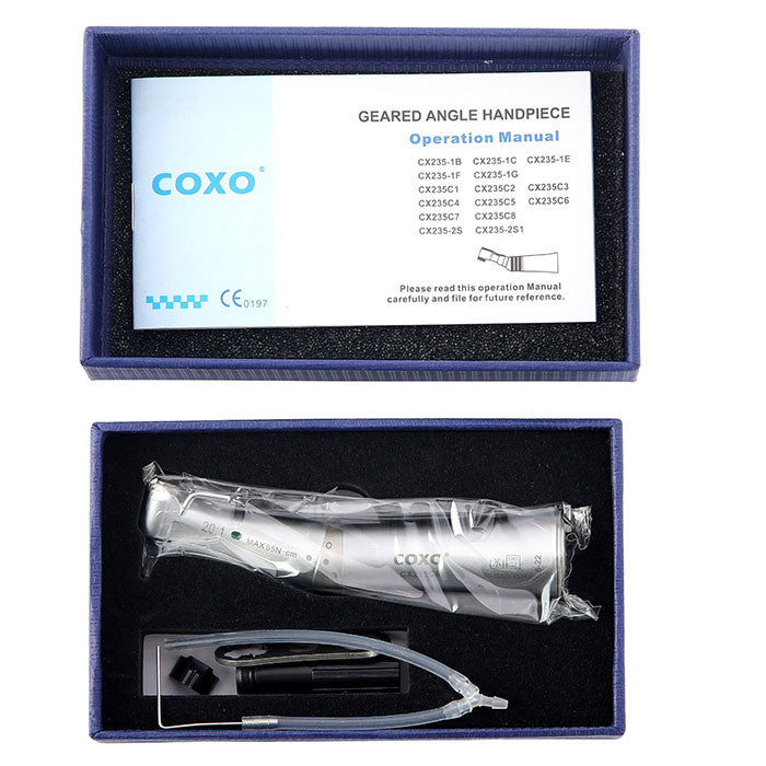 COXO Dental Low Speed Handpiece 20:1 Contra Angle Inner & External Channel For Implant With Fiber Optic CX235C6-22 - azdentall.com