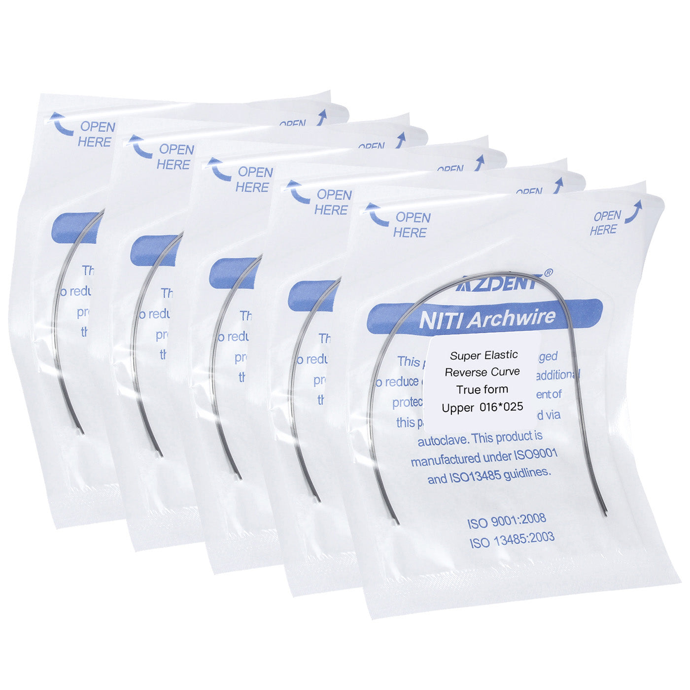 AZDENT Archwire NiTi Reverse Curve True Form Rectangular 0.016 x 0.025 Upper 2pcs/Pack