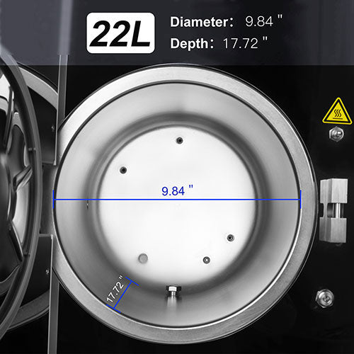 Dental Autoclave Steam Sterilizer Table Top LCD Built-in Printer Class B Dry Function 22L - azdentall.com