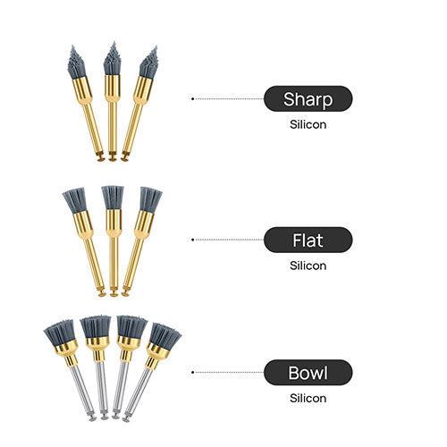 Dental Polishing Brush Flat/Sharp/Bowl For Contra Angle Handpiece Silicon Carbide/Aluminium Oxide 10pcs/Kit - azdentall.com