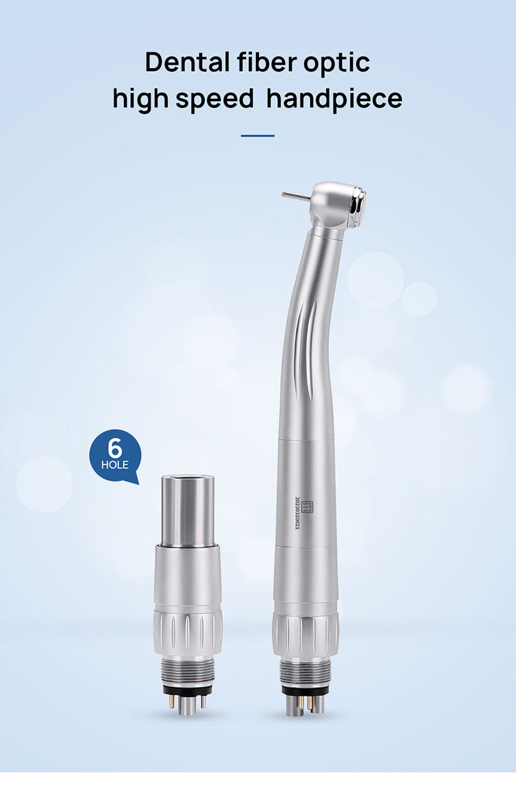 Dental LED Fiber Optic High Speed Handpiece Standard Head Push Button Three Water Spray or 6 Holes Quick Coupler