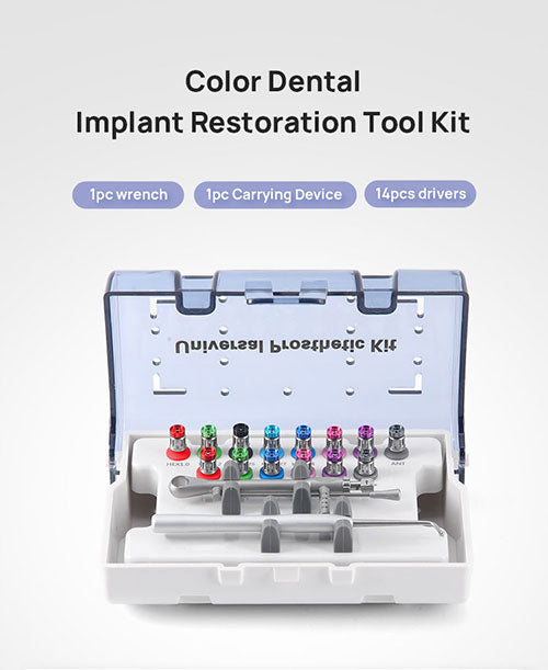 Dental Color Implant Restoration Tool Kit 14pcs Drivers With Torque Wrench and Carrying Device - azdentall.com