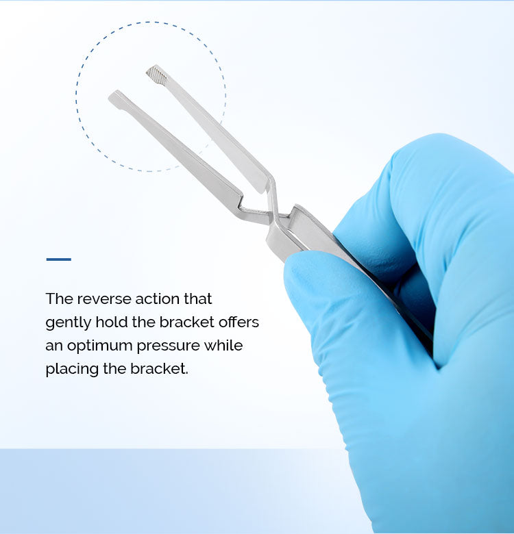 Dental Bracket Holder Tweezers Orthodontic Reverse Action Serrated Instruments 14cm - azdentall.com