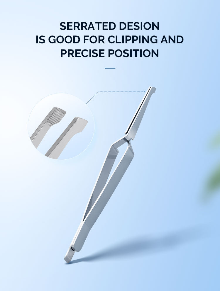 Dental Bracket Holder Tweezers Orthodontic Reverse Action Serrated Instruments 14cm - azdentall.com