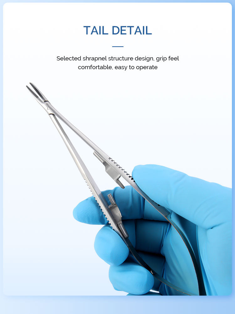 Dental Forceps Needle Holders Tweezer with Lock Straight/Curved Head 14cm/16cm - azdentall.com