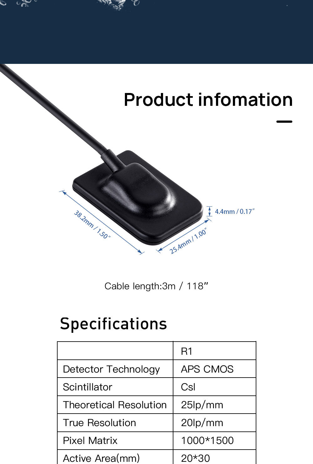 Dental Digital RVG X-Ray Sensor Imaging Systems R1 Size 25.4x38.2x4.4mm with Software