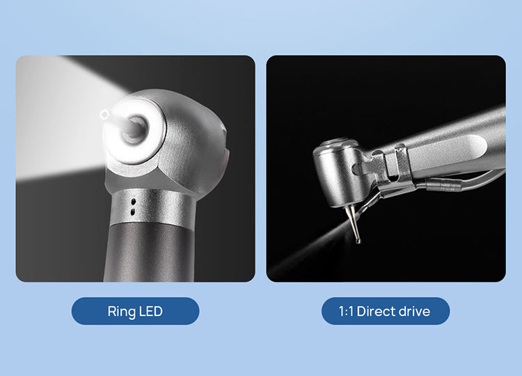 AZDENT Dental Stainless Body Shadowless LED E-generator High and Low Speed Handpiece 2/4 Holes - azdentall.com