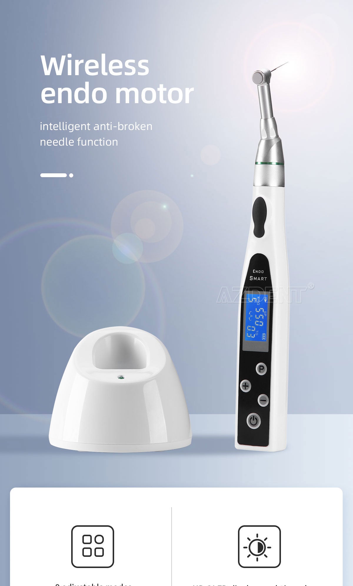 Dental LED Wireless Endodontic Motor Treament With 16:1 Contra Angle 9 Modes