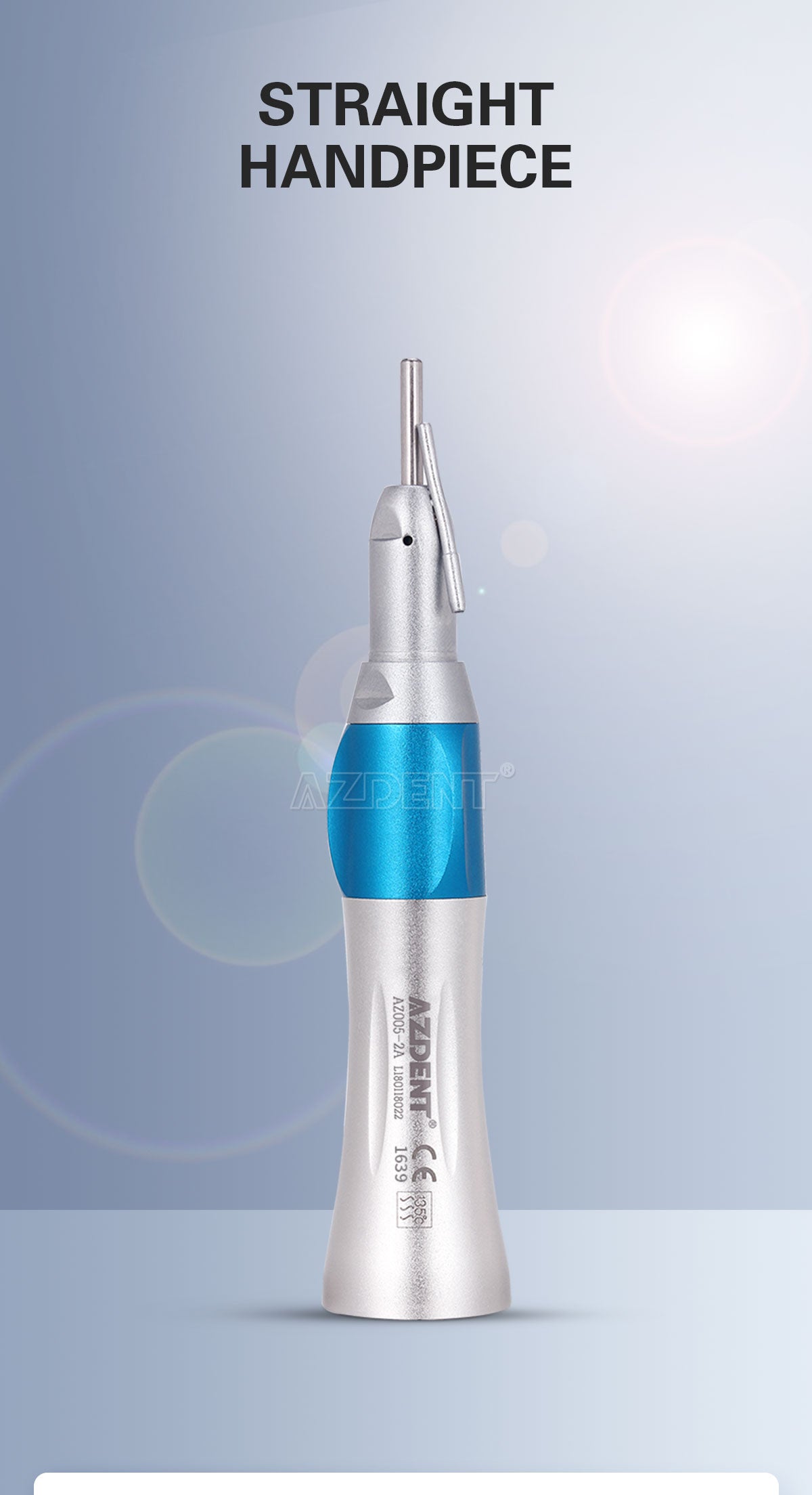 AZDENT 1:1 Slow Speed Straight Nose Cone Handpiece With External Pipe - azdentall.com