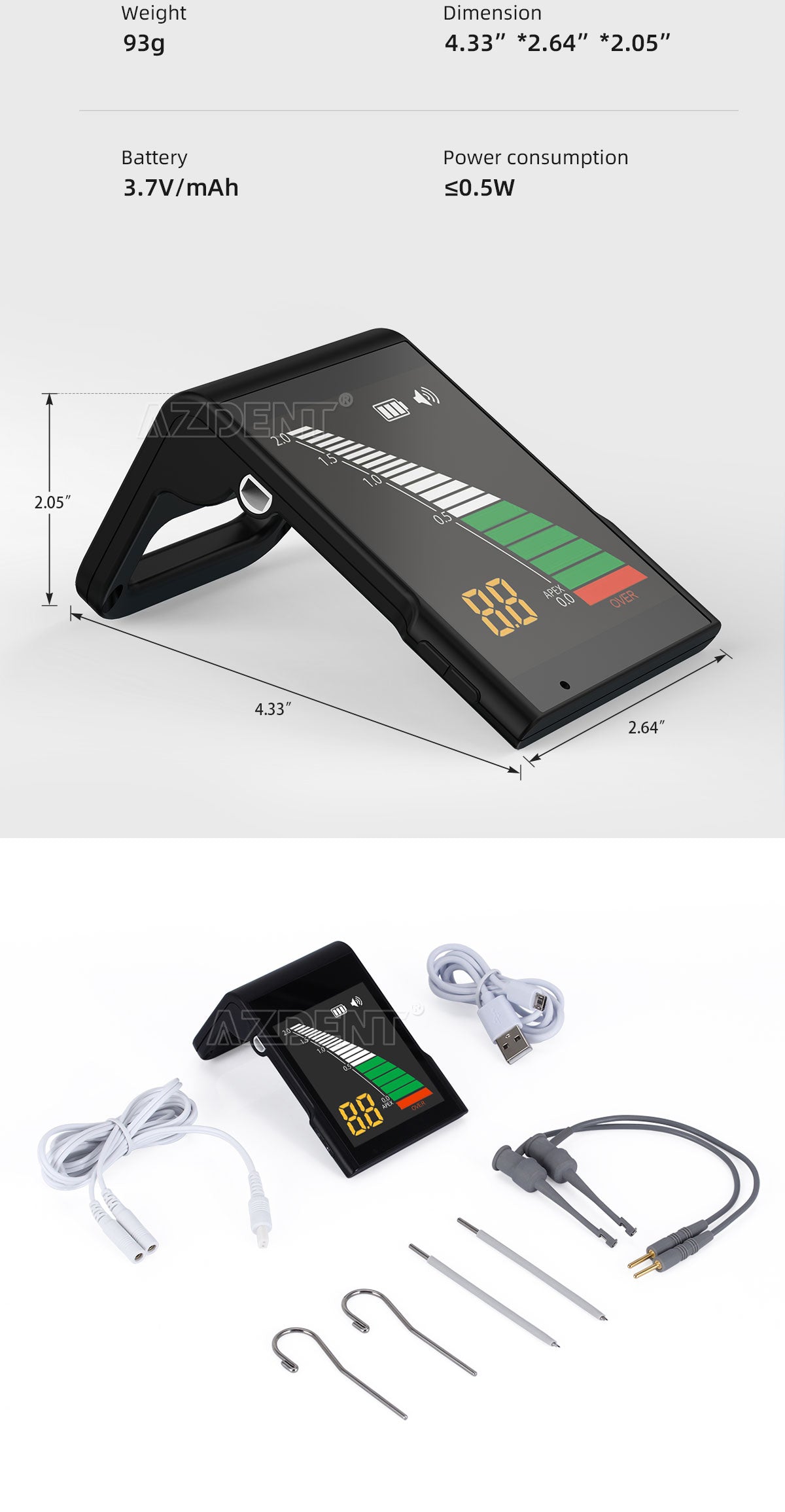 Dental Apex Locator Root Canal + Endo Motor LED Mini 16:1 Contra Angle