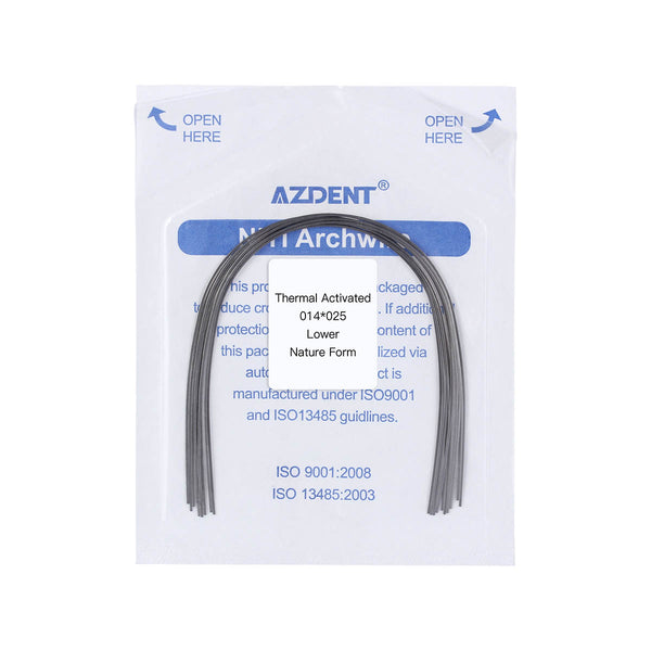 AZDENT Thermal Active NiTi Archwire Natural Form Rectangular 0.014 x 0.025 Lower 10pcs/Pack
