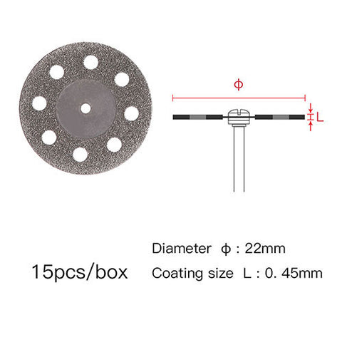 Dental Lab Diamond Disc Cutting Double Side Disk Tool For Polisher 22mm 15pcs/box - azdentall.com