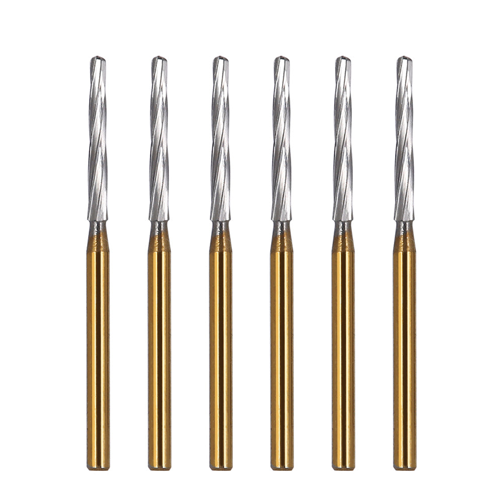 Dental Zekrya FG Carbide Finishing Burs 28mm Gold 6pcs/Box