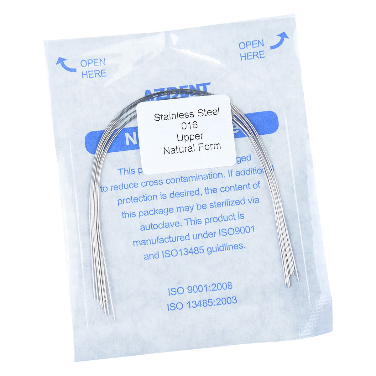 AZDENT Dental Orthodontic Arch Wire Stainless Steel Natural Form Round 0.016 Upper 10pcs/Pack-azdentall.com