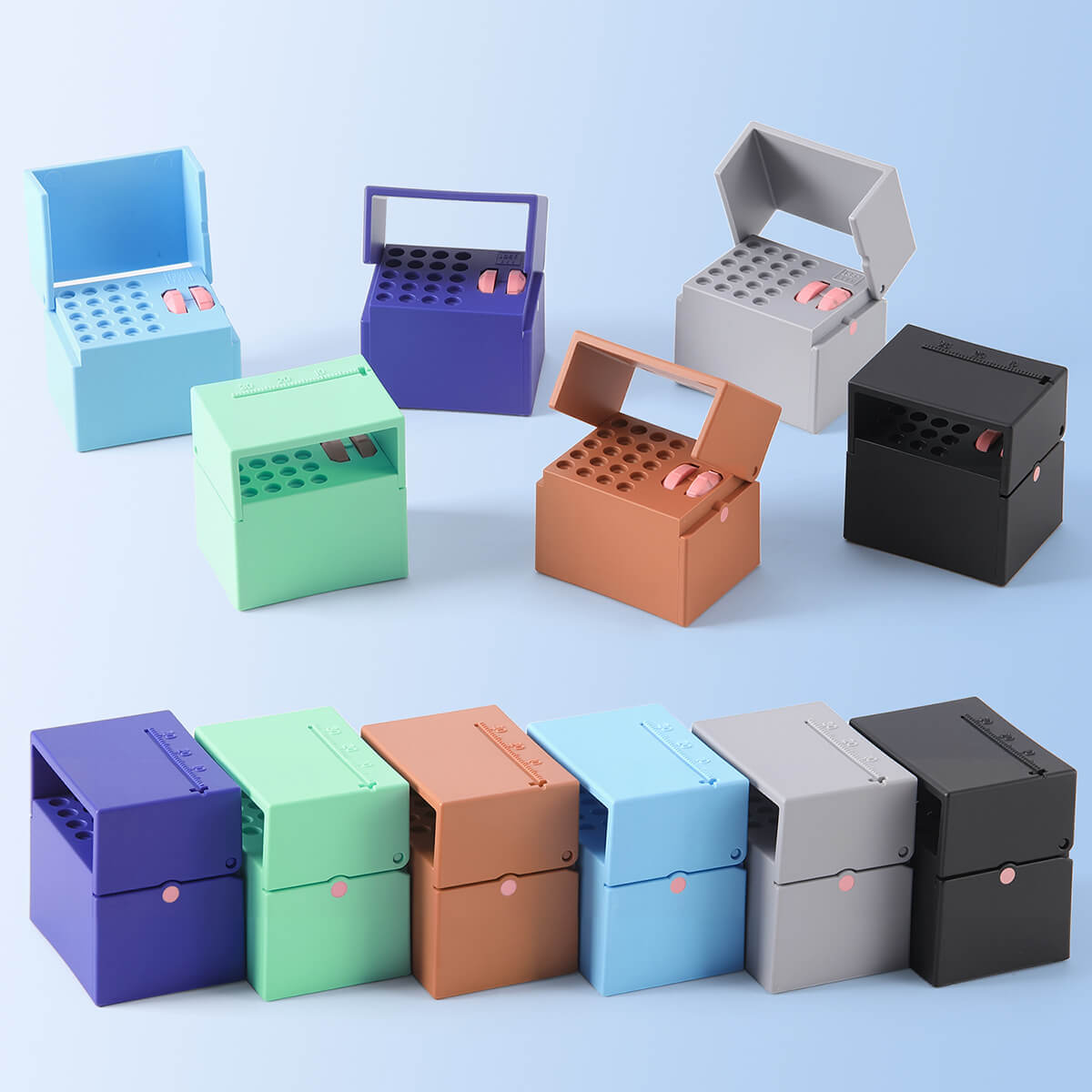 Dental 20 Holes Endo Files Disinfection Box With Memory Holder & Measuring Counter - azdentall.com