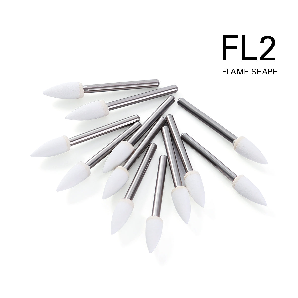 Dental Polishing Burs Flame Shape White Stone 12/Kit-azdentall.com