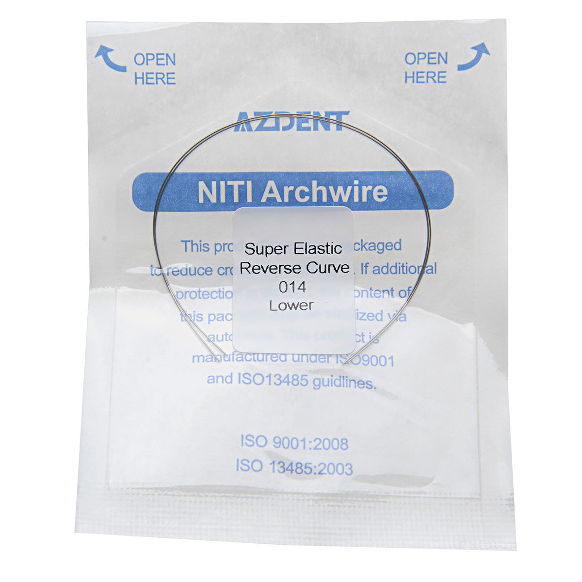 AZDENT Archwire NiTi Reverse Curve Round 0.014 Lower 2pcs/Pack