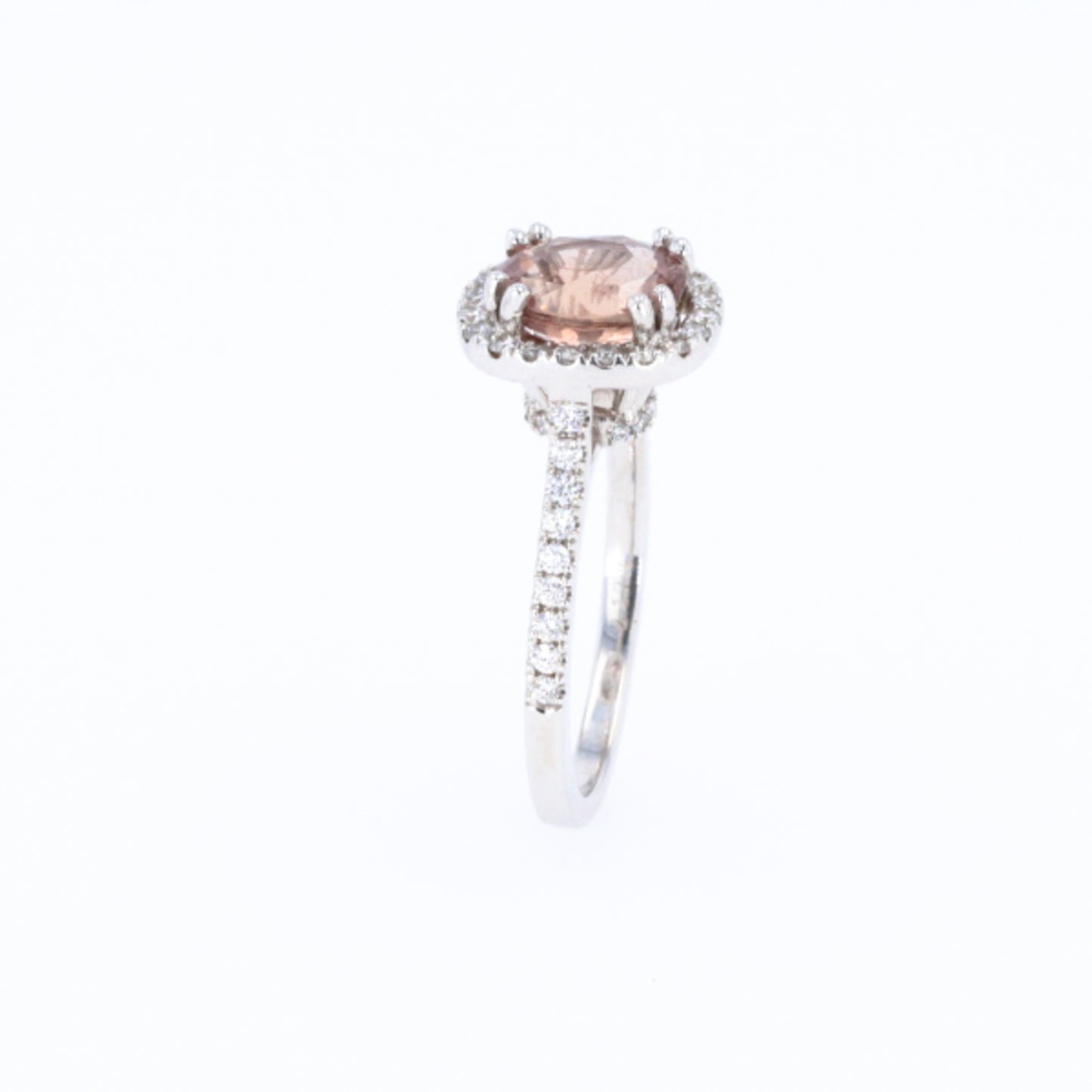 Load image into Gallery viewer, Natural Unheated Srilanka Padparadscha Sapphire 2.12 Carats set in 18K White Gold Ring with Diamonds GRS Report
