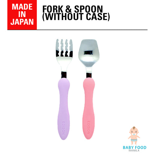 EDISON MAMA Spoon & Fork set with travel case (Mango & Peach) –  babyfoodmanila