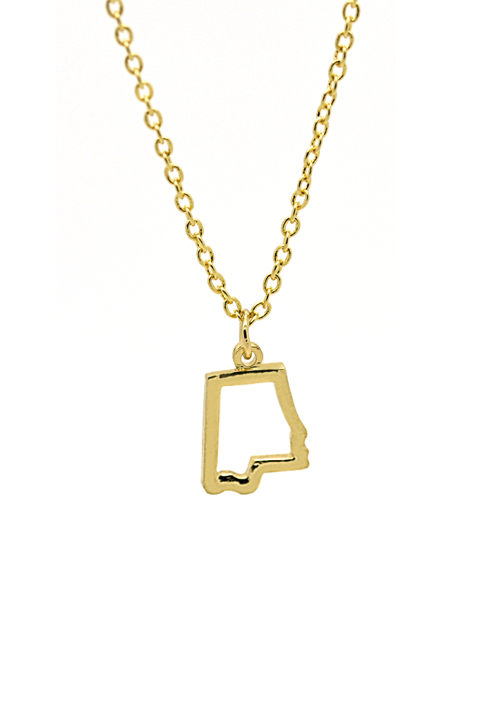 Gold Louisiana State Map Open Cut Necklace
