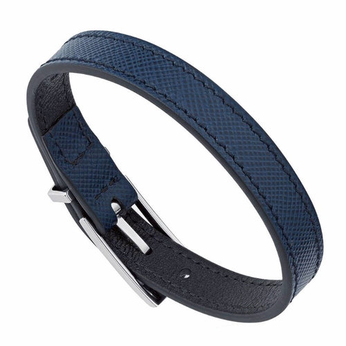 MONTBLANC WRAP ME BRACELET IN BLUE LEATHER WITH CARABINER CLOSURE