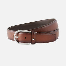 Leather Belt in Dark Brown with Brass Fish Hook Buckle by Country Club Prep